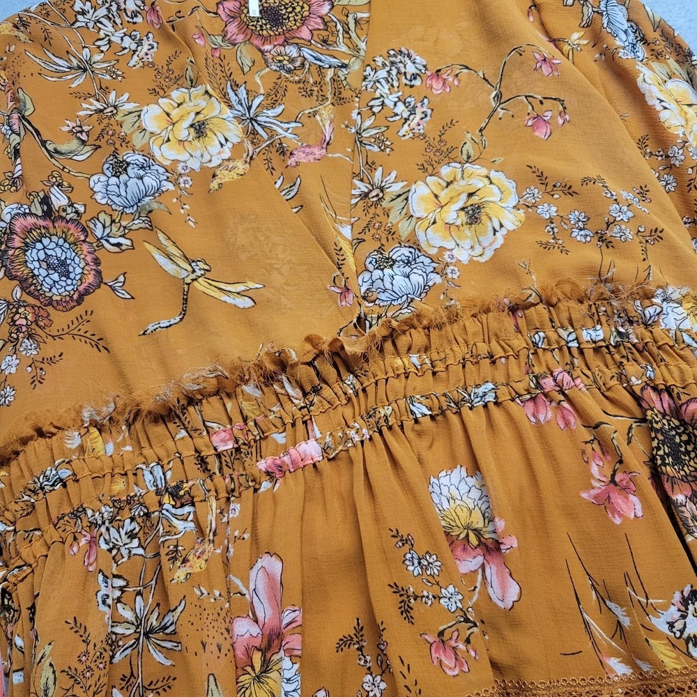 Free People Womens Cherry Blossom Mini Dress Topaz Size Medium Boho - Picture 3 of 10